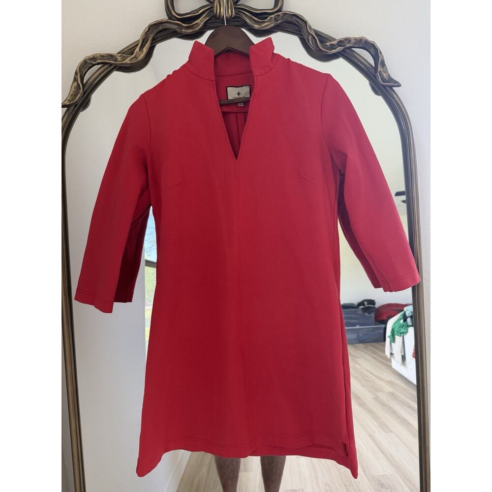 Tuckernuck Women’s Red Ponte Long Sleeve Clifton Dress Size XS